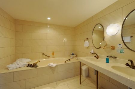Bathroom in junior suite at Hotel du Nord in Interlaken Switzerland